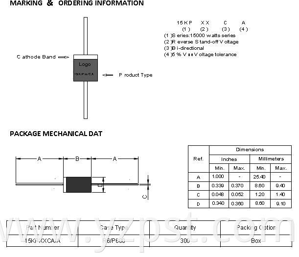 15KP Series 15KW Transient Voltage Suppressor